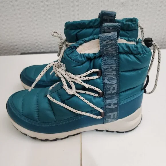 The North Face Women's ThermoBall Lace Up Waterproof Boots Teal Blue Size 9 - Picture 6 of 13